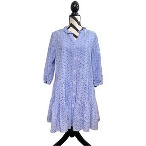 Tommy Hilfiger 100% Cotton Eyelet Sz 8 Button Down-Front Tiered Dress